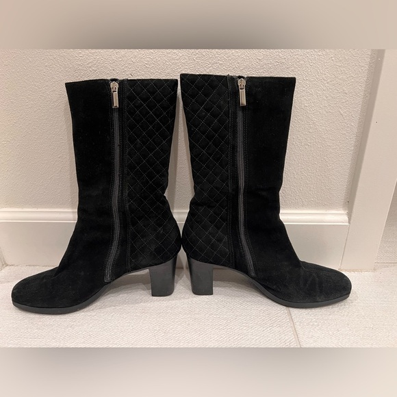 Aquatalia by Marvin K, Black Quilted Suede Mid-Calf 
Boot, Size 7.5 - Picture 16 of 16
